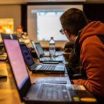 man working on laptop