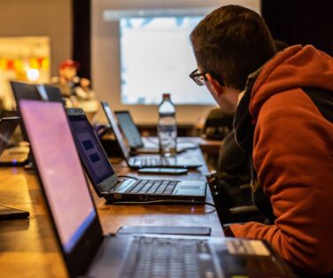 man working on laptop