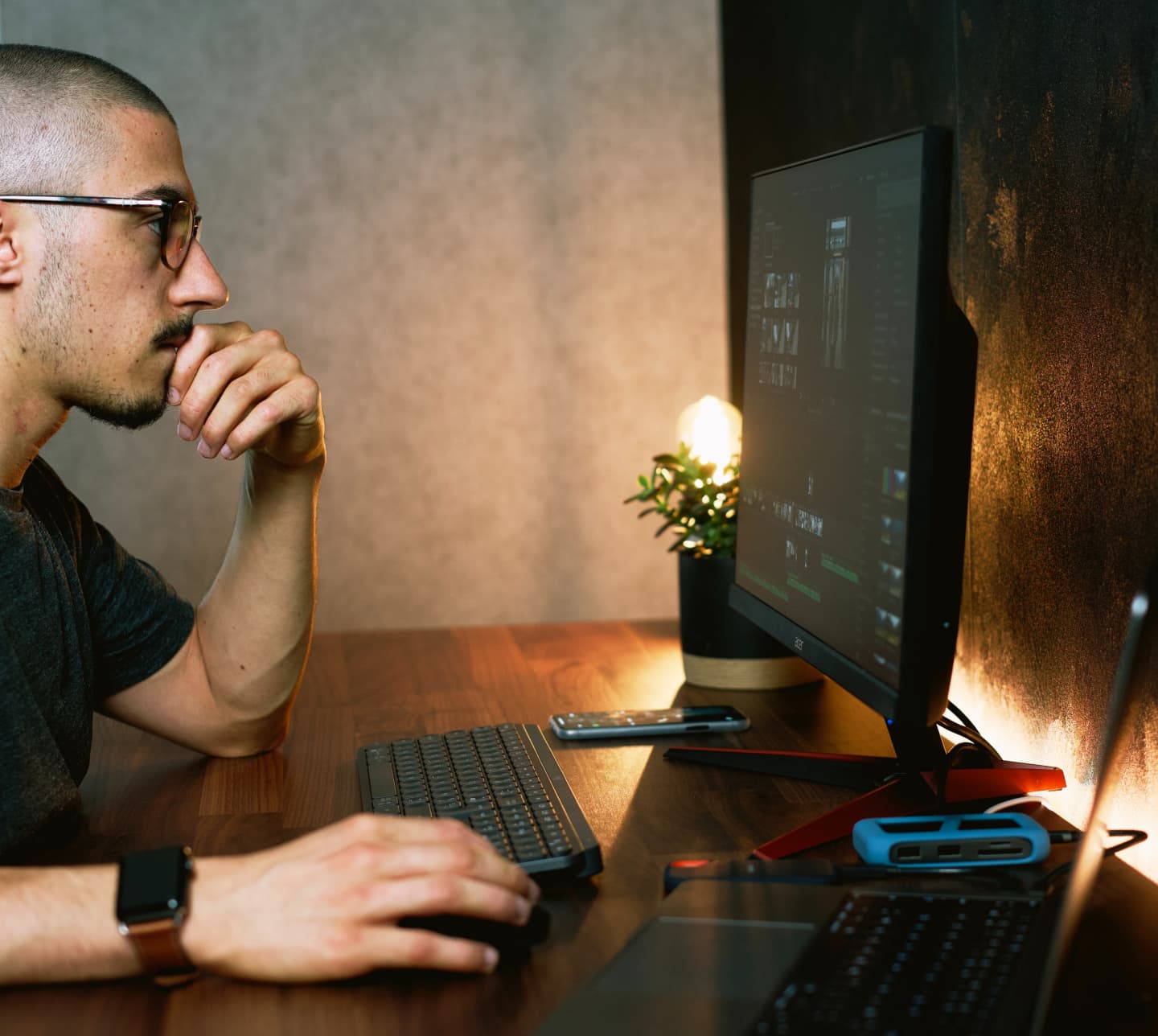 Man attending Cyber training lab on computer