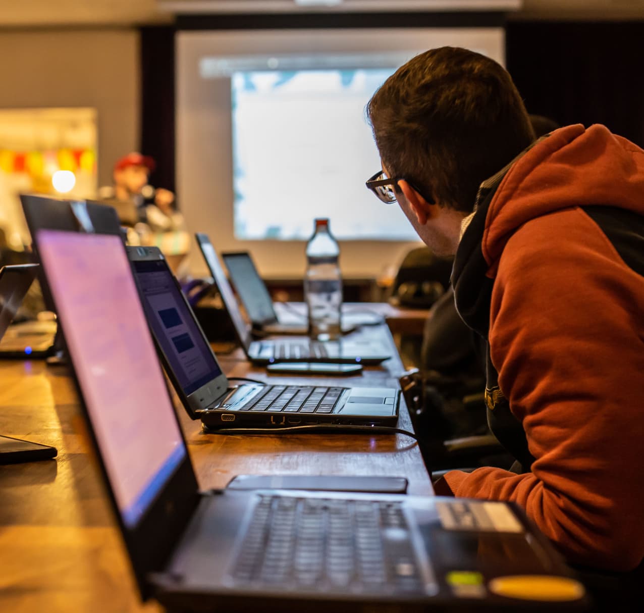 man working on laptop